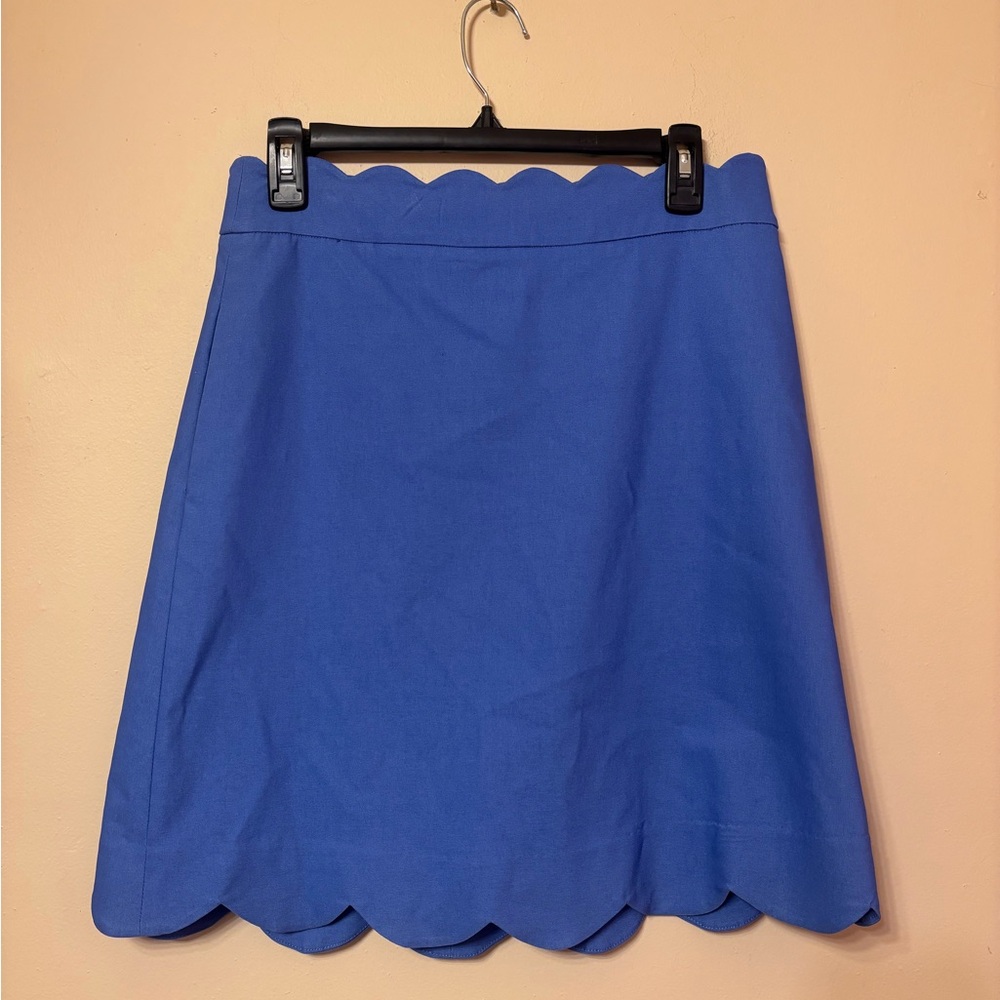 J. McLaughlin A-Line scalloped Skirt with pockets in Vibrant Blue